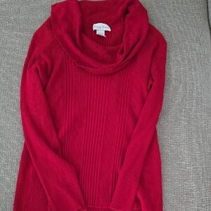 Coldwater Creek Vibrant Red Cowl Neck Sweater